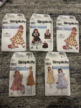 Simplicity Yellow Floral Girls' Dress and Doll Outfit Pattern